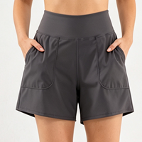 Shorts pour femmes à taille mi-haute avec poches, pantalons courts décontractés et sportifs pour l'entraînement, les sports et les activités de plein air