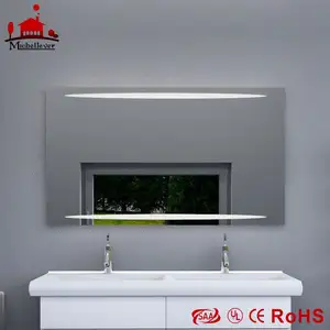 Espejo de pared de cristal rectangular, luz blanca, grande, sin marco, Horizontal, moderno, para tocador de baño, con luces Led retroiluminadas