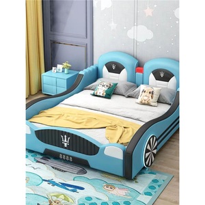 Letto a baldacchino moderno in pelle a forma di auto da corsa per bambini, personalizzabile, in legno, per camerette di ragazzi <span class=keywords><strong>e</strong></span> ragazze - Product Image 5