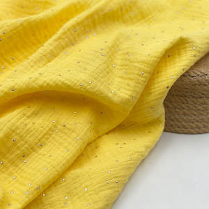 Tissu en mousseline personnalisé en or <span class=keywords><strong>jaune</strong></span> et argent, 100% coton respirant, <span class=keywords><strong>double</strong></span> <span class=keywords><strong>gaze</strong></span>, imprimé en relief 3D avec des points en caoutchouc, pour bébés garçons et filles - Product Image 1