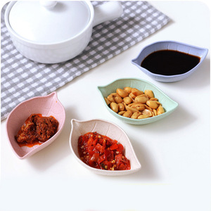 Nouvelles coupelles à sauce écologiques en gros, en <span class=keywords><strong>forme</strong></span> de feuilles, de fleurs et de cœurs, en paille de blé, petites coupelles et assiettes de service en plastique - Product Image 4