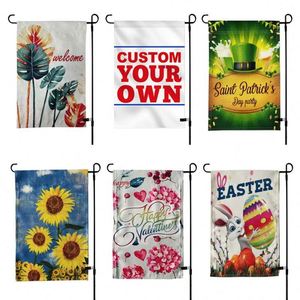 Customizable 12x18in Double-Sided Digital Printed Waterproof Portable Adjustable <b>Garden</b> Lawn Decorative <b>Flags</b> Fiberglass - Product Image 4