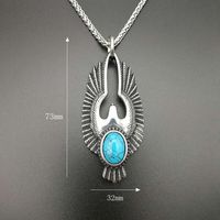 Collier pour homme MECYLIFE en acier inoxydable, pendentif turquoise bleu naturel, collier vintage avec aigle, bijoux animaliers