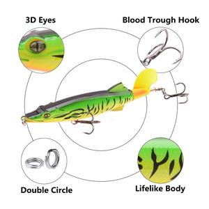 130mm 16g Popper hélice Topwater leurre <span class=keywords><strong>de</strong></span> pêche appât artificiel dur Crocodile Wobblers queue rotative matériel <span class=keywords><strong>de</strong></span> pêche - Product Image 4