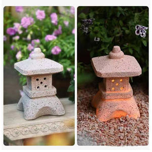 Lanterne de décoration de cour chinoise, pagode solaire, lumière <span class=keywords><strong>Zen</strong></span>, lampe en pierre de jardin, lanterne de palais créatif - Product Image 5