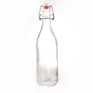 Bouteille d'eau en verre à boire souple transparente avec couvercle à pince 750ml Style spécial récipient à boisson à dessus oscillant hermétique - Product Image 4