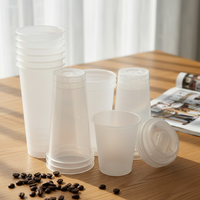 Gobelets biodégradables en PLA pour boissons froides, gobelets transparents jetables écologiques avec couvercles pour café glacé et bubble tea