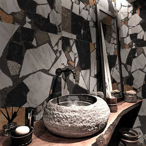 Azulejo de Porcelana con Acabado Mate, Efecto Mármol, Aspecto de Piedra Agrietada, para Terraza de Villa, Restaurante, Cadena de Tiendas, Club, Decoración de Estilo Vintage - Product Image 5