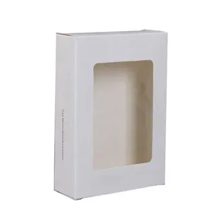 Branded custom printing plain white color box samples with PVC window for Wool suit and accessories packing