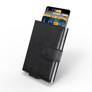 Porte-cartes de crédit anti-vol en métal multicolore avec fermeture ouverte, blocage RFID, étui pour cartes de visite avec doublure en nylon, disponible en stock - Product Image 6