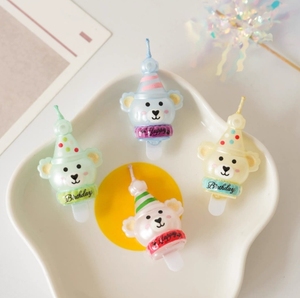 Candela in Paraffina a Forma di Orsetto, Decorazione per Torte, Simpatica Testa di Orso Cartone Animato per Feste di Bambini, Ringraziamento, Celebrazioni di Laurea - Product Image 2