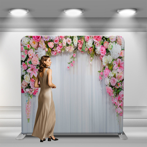 <span class=keywords><strong>Backdrop</strong></span> Foto Booth Kain Tension Cetak Kustom Dua Sisi 8x8, Pemasangan Cepat, untuk Fotografi Acara - Product Image 2