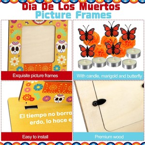 Kit <span class=keywords><strong>de</strong></span> Altar para el Día <span class=keywords><strong>de</strong></span> los <span class=keywords><strong>Muertos</strong></span>, Decoraciones <span class=keywords><strong>de</strong></span> <span class=keywords><strong>Ofrenda</strong></span> Estilo <span class=keywords><strong>Mini</strong></span> Calavera <span class=keywords><strong>de</strong></span> Azúcar, Materiales <span class=keywords><strong>de</strong></span> Madera y Seda, Incluye Portavelas y Cuadro - Product Image 3