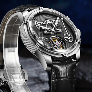Montre mécanique pour homme PINDU, haut de gamme, de haute qualité, en cuir, étanche, lumineuse - Product Image 4