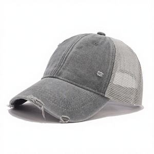 Cappello da Baseball Retrò Europeo-Americano con Visiera Inclinata, Tessuto a Rete Traspirante, Lavato, Morbido, a 6 Pannelli, Cappello Estivo da Uomo per Protezione Solare - Product Image 1