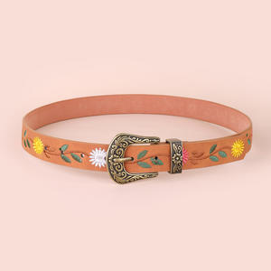 <span class=keywords><strong>Cintura</strong></span> Vintage in similpelle francese di nuova concezione per signore adorabile floreale ricamato con fibbia in lega - Product Image 4