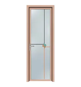 Manufacturer Hot Sale Tempered Glass Bathroom Door With Pattern Interior steel Alloy Door