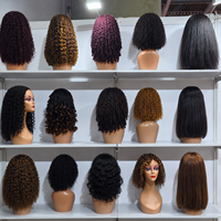 Demi-perruque bouclée birmane, demi-perruque afro crépue en cheveux humains, facile à poser pour débutantes, avec cordon de serrage et clip sans couture pour femmes noires