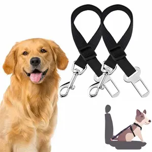 Cinturón de seguridad ajustable para <span class=keywords><strong>coche</strong></span> de mascotas, correa de nailon para perro, cinturón de seguridad para asiento trasero, collar de arnés para perro de diseñador personalizado OEM, accesorios para mascotas - Product Image 2