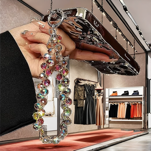 H K EXPORTS HK19 Dragonne de téléphone perlée en cristal étincelant, breloque, cordon pour téléphone portable, porte-clés, accessoires de sac DIY - Product Image 2