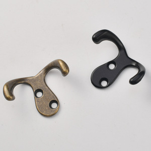 Crochets muraux doubles en fonte, bronze antique, chrome noir, pour portes et murs - Product Image 2