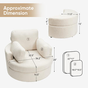 Modern <b>Upholstered</b> Accent <b>Chair</b> Swivel Storage Ottoman Soft Fabric High-Density Cushion Dining Living Room Bedroom Seating Set - Product Image 4