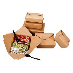 Wholesale Custom Printed Kraft Fast Food Packaging Takeaway Paper Lunch Box With Your Own Logo