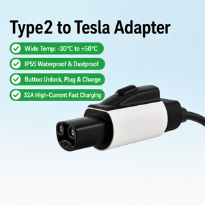 อะแดปเตอร์ชาร์จรถยนต์ไฟฟ้า OEM <span class=keywords><strong>Type</strong></span> 2 เป็น Tesla NACS รุ่นที่ 2 32A 7.2KW แบบกำหนดเอง ใช้ได้กับ Tesla Model S, Model X - Product Image 1