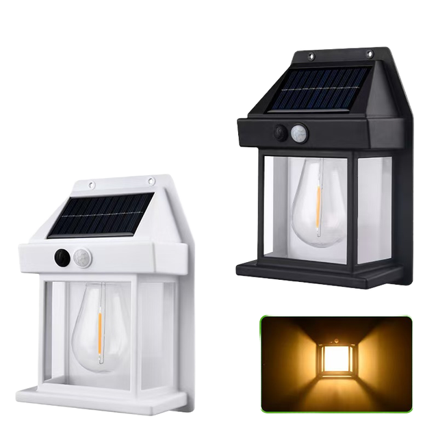 IP65 Waterproof Outdoor Solar Powered LED Wall Lamp PIR Motion Sensor Security Light for Garden Patio Garage Landscape