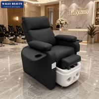Fauteuil de pédicure électrique de luxe kaki avec bassin, fauteuil spa inclinable, station de manucure et pédicure taupe chaud, équipement professionnel