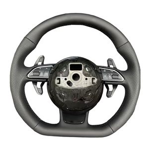 พวงมาลัยหุ้มด้วยหนังคาร์บอนไฟเบอร์แบบเจาะรูสำหรับรถ <span class=keywords><strong>Audi</strong></span> <span class=keywords><strong>RS</strong></span> S3 S4 S5 A4 A5 A6 A7 B8 RS4พวงมาลัยรถยนต์ RS5 - Product Image 5