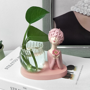 Hydroponic Girl Plant Decor Glass Vase With <b>Rabbit</b> Figurine Indoor Desktop Ornament For Girls Eco Friendly <b>Gift</b> - Product Image 4