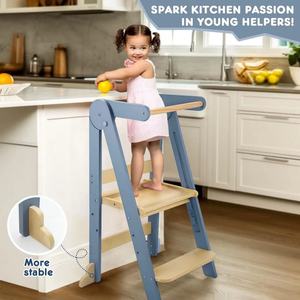 Torre de Aprendizaje Moderna Plegable con Altura Ajustable, Taburete de Madera de Alta Calidad para Niños Pequeños, Base Antideslizante, para Escuela y Apartamento - Product Image 5