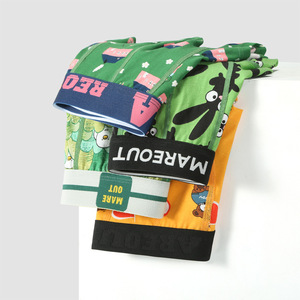 Colorful Bamboo Fiber Anti-Bacterial Mid-Rise Knitted Cute Pattern <strong>Printed</strong> Customized Waist Logo <strong>Mens</strong> Boxer <strong>Briefs</strong> - Product Image 2