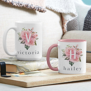 Flor floral Taza inicial personalizada Taza <span class=keywords><strong>de</strong></span> café <span class=keywords><strong>de</strong></span> cerámica para el día <span class=keywords><strong>de</strong></span> <span class=keywords><strong>la</strong></span> <span class=keywords><strong>madre</strong></span> - Product Image 1