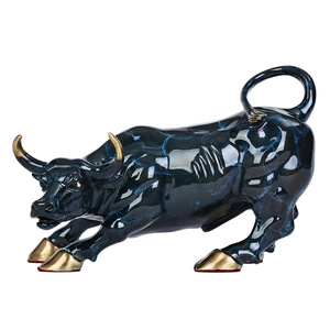 Figura de Toro de Wall Street de Copper World, Acabado con Efecto de Grieta de Hielo, Hecha a Mano, Decoración Artística para el Hogar, Oficina o Escritorio - Product Image 4