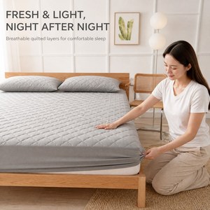 Protège-matelas matelassé gris clair double/queen 140x200 imperméable, livraison rapide UE - Product Image 4