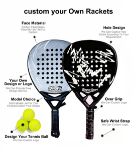 Équipement de <span class=keywords><strong>padel</strong></span> professionnel Qingyu Sport, raquettes personnalisées en fibre de carbone, noyau en mousse EVA, polyester imperméable, légères et résistantes - Product Image 2