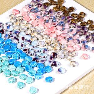 Ceramic Scallop Shell Beads Mixed Colors For Jewelry Making DIY <b>Accessories</b> - Product Image 3