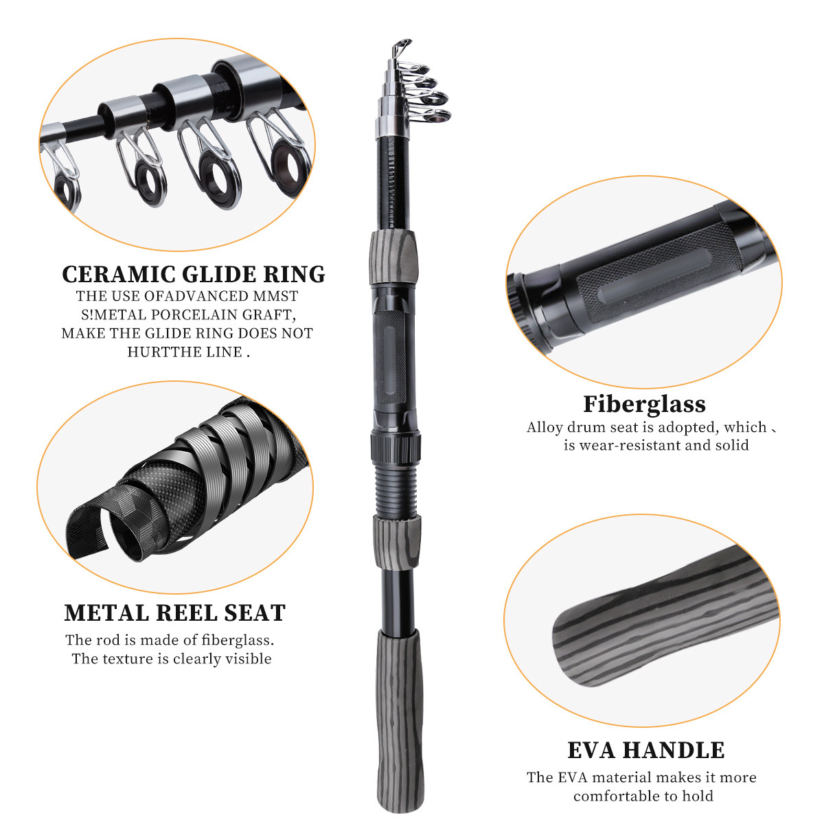 fiberglass telescoping fishing rod and Reel Combo 125pcs Full Kit with Bag, Lures, Tackles 6ft / 1.8m The go anywhere combo pioneered by Eagle Claw is perfect for storing behind your seat or in the trunk for those unplanned Fiberglass Rods Fishing Rod Materials