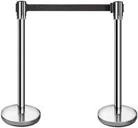 Barrière de Séparation de File d'Attente en Métal Inoxydable Argenté pour Aéroport, Support de File d'Attente, Contrôleur de Foule, Poteau de Barrière Rétractable
