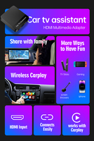 Adaptador Inalámbrico Carplay Actualizado, Dongle Plug and Play, Convierte Carplay con Cable a Inalámbrico, WiFi de 5.8GHz, Portátil
