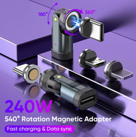 Adaptateur magnétique rotatif Type-C mâle vers femelle 540° °   Câble de données à rotation libre 240W à charge rapide compatible avec iPhone 17