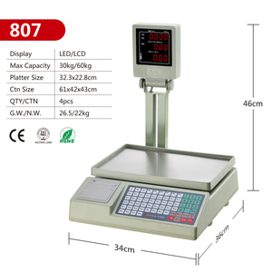 เครื่องชั่งอาหารในครัว Veidt รุ่น 807 หน้าจอคู่ ชั่งได้ 30 กก. แบบพกพา คำนวณราคาได้ พร้อมเครื่องพิมพ์ฉลาก เหมาะสำหรับซุปเปอร์มาร์เก็ต คำนวณน้ำหนักผลไม้ - Product Image 6