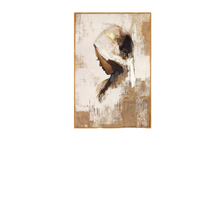 Decoración del Hogar, Arte Impresionista de Técnica Mixta, Pintura al Óleo Texturizada Hecha a Mano con Hojas de Oro Acrílicas, Retrato de Mujer, Arte en Lienzo, Arte de Pared - Product Image 1