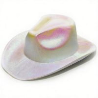 Chapeau de cowboy métallique en gros, chapeaux de fête western holographiques néon, finition arc-en-ciel pour événements disco, rave, carnaval, costumes d'Halloween