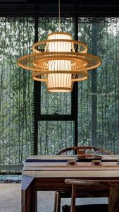 โคมไฟระย้าไม้ไผ่งานแฮนด์เมดสไตล์จีนโคมไฟแนวชนบทสำหรับร้านอาหารบ้านชาและอินน์โคมไฟศิลปะทำจากไม้ไผ่เรียบง่ายสุดสร้างสรรค์ - Product Image 2
