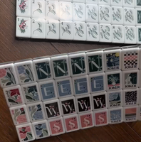 Jeu de Mahjong de Luxe Vert Jardin Brillant en Acrylique avec Motifs Floraux Vintage, Tuiles de Mahjong Américaines pour Soirées Familiales et Fêtes