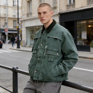 Chaquetas Cortas de Trabajo de Lona Gruesa con Lavado Vintage para Hombre, Proveedor de Ropa Urbana Rainbow Spray, Chaqueta de Trabajo para Hombre con Cuello de <span class=keywords><strong>Pana</strong></span> - Product Image 2