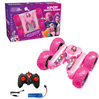 Offre Spéciale Voiture de Stunt à Quatre Roues Motrices Double Face avec Lumières Kpop Demon Hunter Tumbling 360 °   Voiture télécommandée rose rotative, cadeau